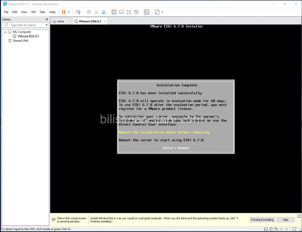 Esxi installation success