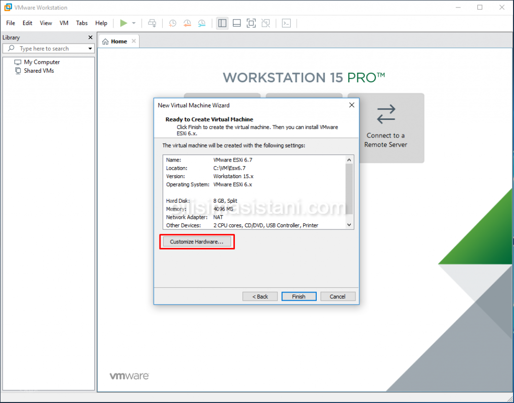 vm customize hardware