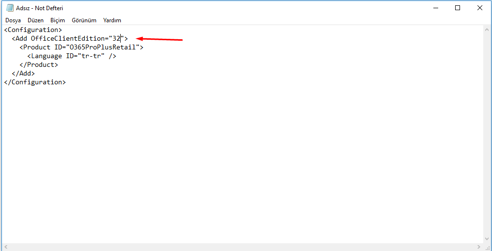 Ofis xml bit seçimi