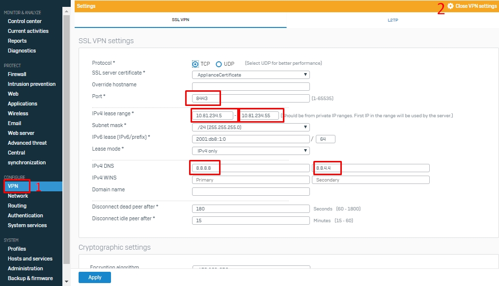 sophos firewall ssl vpn kurma